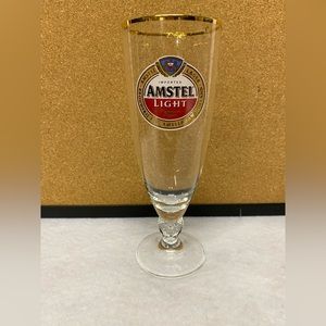 8” Amstel Light Beer Glass w/ Gold Rim